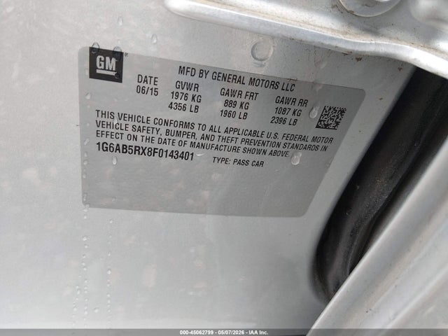 Продаж на аукціоні авто 2015 Cadillac Ats Luxury, vin: 1G6AB5RX8F0143401, номер лоту: 45062799