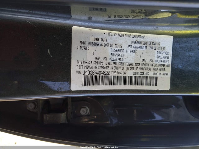 45062805 :رقم المزاد ، JM1DKDB74K0445258 vin ، 2019 Mazda Cx-3 Sport مزاد بيع