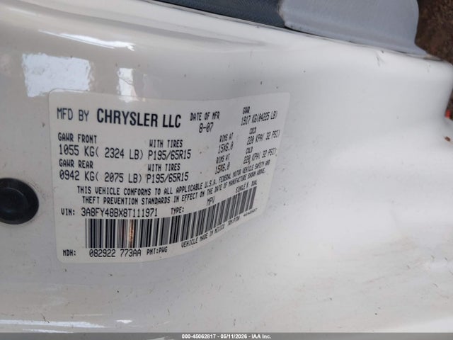 45062817 :رقم المزاد ، 3A8FY48BX8T111971 vin ، 2008 Chrysler Pt Cruiser Lx مزاد بيع