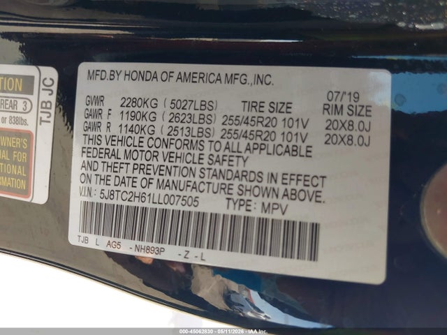 Продаж на аукціоні авто 2020 Acura Rdx A-spec Package, vin: 5J8TC2H61LL007505, номер лоту: 45062830