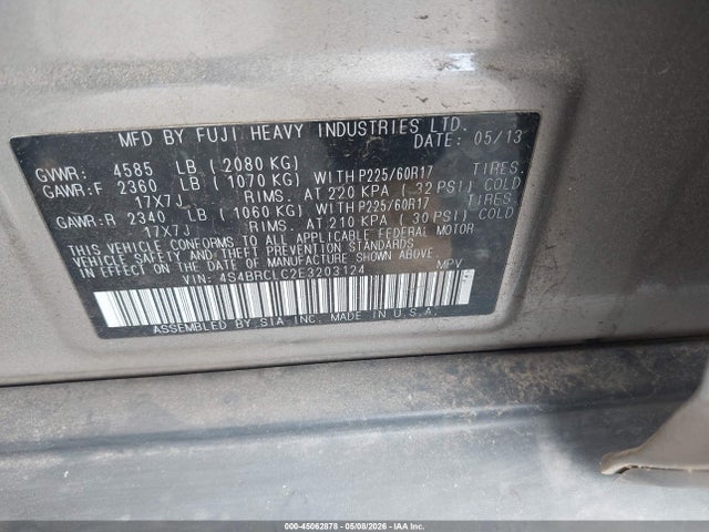 45062878 :رقم المزاد ، 4S4BRCLC2E3203124 vin ، 2014 Subaru Outback 2.5i Limited مزاد بيع