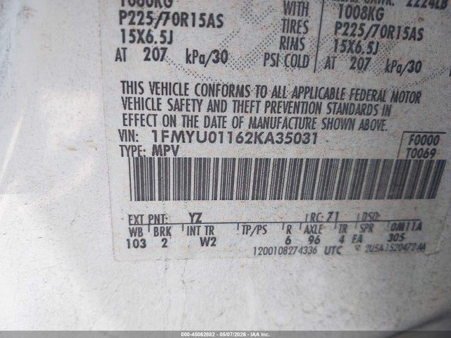 Продаж на аукціоні авто 2002 Ford Escape Xls, vin: 1FMYU01162KA35031, номер лоту: 45062882