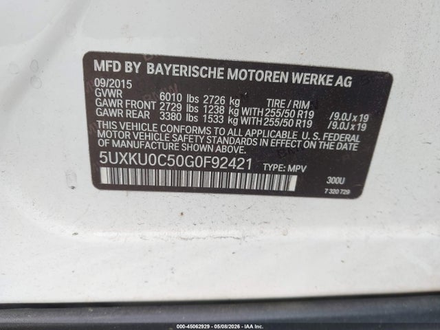 Aukcja sprzedaży 2016 Bmw X6 Sdrive35i, vin: 5UXKU0C50G0F92421, numer aukcji: 45062929