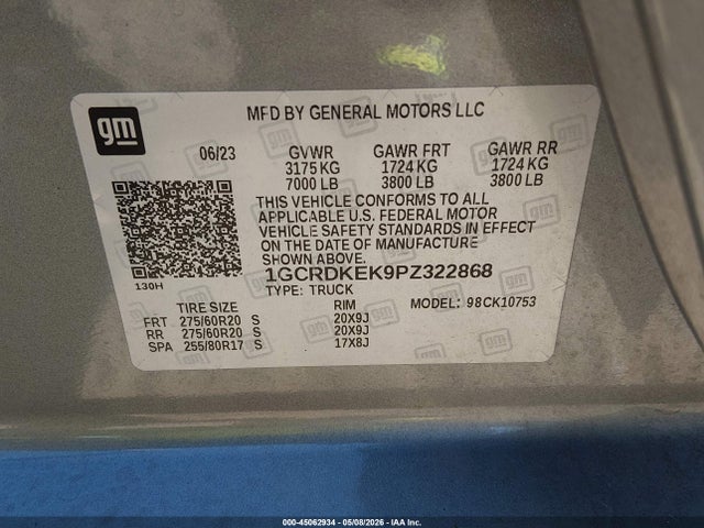 Продаж на аукціоні авто 2023 Chevrolet Silverado 1500 4wd  Standard Bed Lt With 2ft, vin: 1GCRDKEK9PZ322868, номер лоту: 45062934
