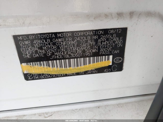 Продаж на аукціоні авто 2013 Lexus Gs 350, vin: JTHCE1BL3D5011951, номер лоту: 45062968