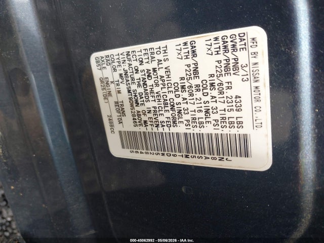 Продажа на аукционе авто 2013 Nissan Rogue Sv, vin: JN8AS5MT9DW528465, номер лота: 45062992