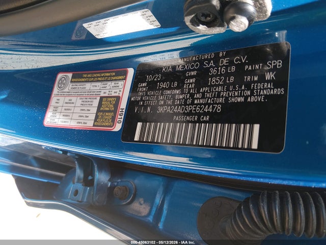 45063102 :رقم المزاد ، 3KPA24AD3PE624478 vin ، 2023 Kia Rio S مزاد بيع