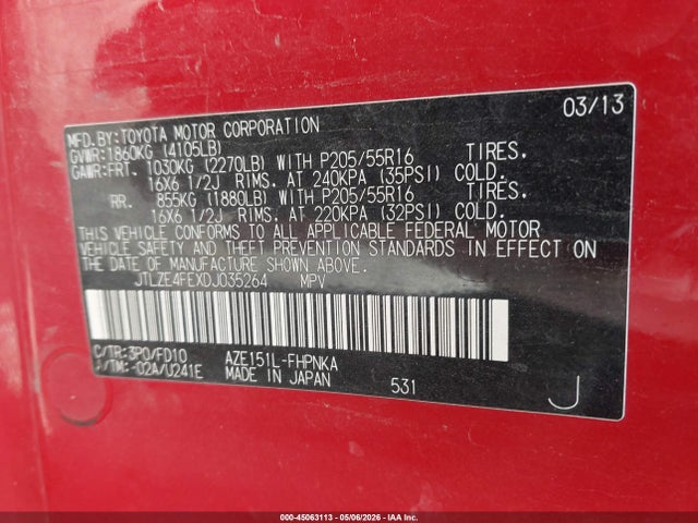 Aukcja sprzedaży 2013 Scion Xb, vin: JTLZE4FEXDJ035264, numer aukcji: 45063113