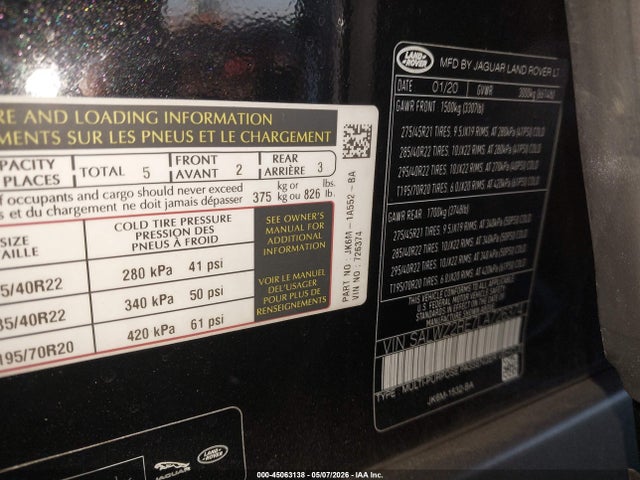 SALWZ2RE7LA726374 Land Rover Range Rover Sport Svr