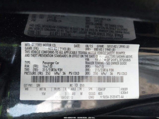 Ford FOCUS SE 2015 1FADP3F20FL372085 Image 9