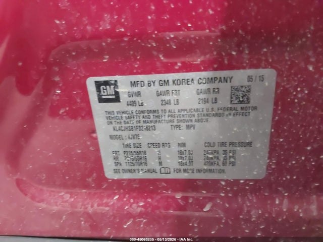Продажа на аукционе авто 2015 Buick Encore Premium, vin: KL4CJHSB1FB216213, номер лота: 45063235