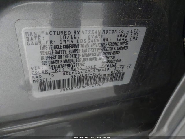 Продаж на аукціоні авто 2017 Nissan Sentra S, vin: 3N1AB7AP8HY211762, номер лоту: 45063254