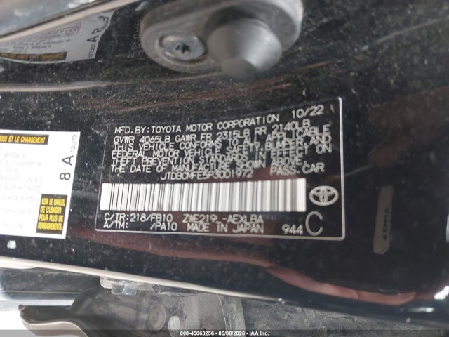 Продажа на аукционе авто 2023 Toyota Corolla Hybrid Le, vin: JTDBCMFE5P3001972, номер лота: 45063256