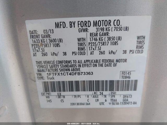 Aukcja sprzedaży 2013 Ford F-150 Xl, vin: 1FTFX1CT4DFB73363, numer aukcji: 45063261