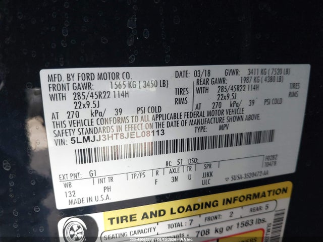 5LMJJ3HT8JEL08113 Lincoln Navigator L Select