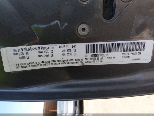 Aukcja sprzedaży 2003 Dodge Neon Sxt, vin: 1B3ES56C83D212965, numer aukcji: 45063347