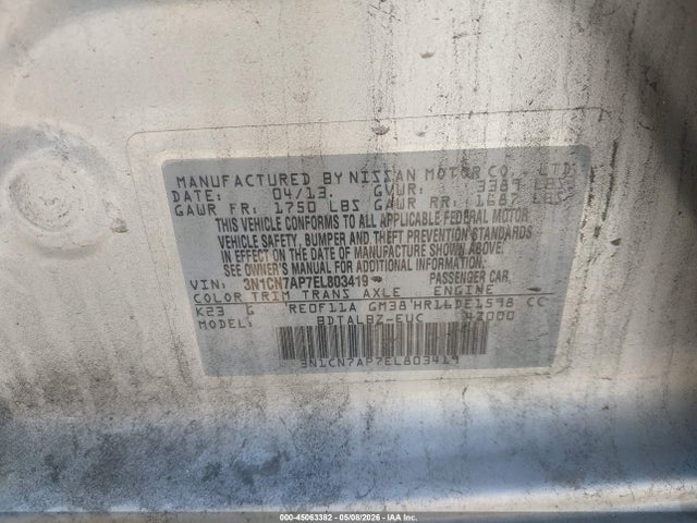 3N1CN7AP7EL803419 Nissan Versa 1.6 Sv