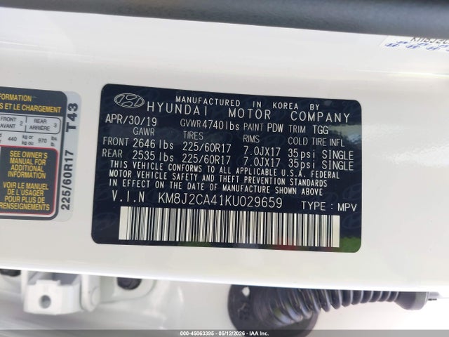 Hyundai TUCSON SE 2019 KM8J2CA41KU029659 Image 9