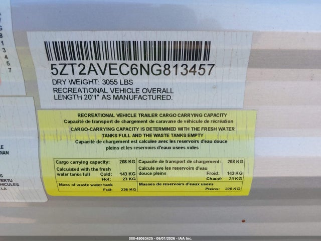 Aukcja sprzedaży 2022 Forest River Other, vin: 5ZT2AVEC6NG813457, numer aukcji: 45063425