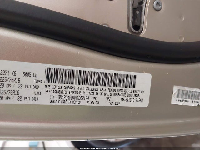 2010 Dodge Journey Se მანქანა იყიდება აუქციონზე, vin: 3D4PG4FBXAT202104, აუქციონის ნომერი: 45063447