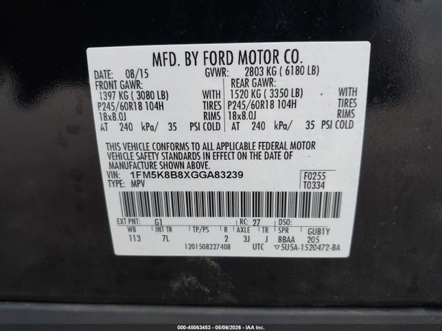 Продажа на аукционе авто 2016 Ford Explorer, vin: 1FM5K8B8XGGA83239, номер лота: 45063453