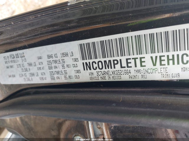 45063457 :رقم المزاد ، 3C7WRNELXKG521664 vin ، 2019 Ram 5500 Chassis Tradesman/slt/laramie/limited مزاد بيع