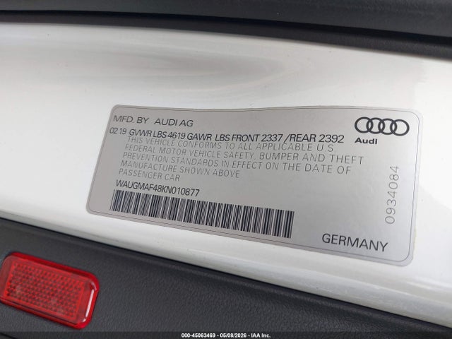 Aukcja sprzedaży 2019 Audi A4 40 Premium/40 Titanium Premium, vin: WAUGMAF48KN010877, numer aukcji: 45063469