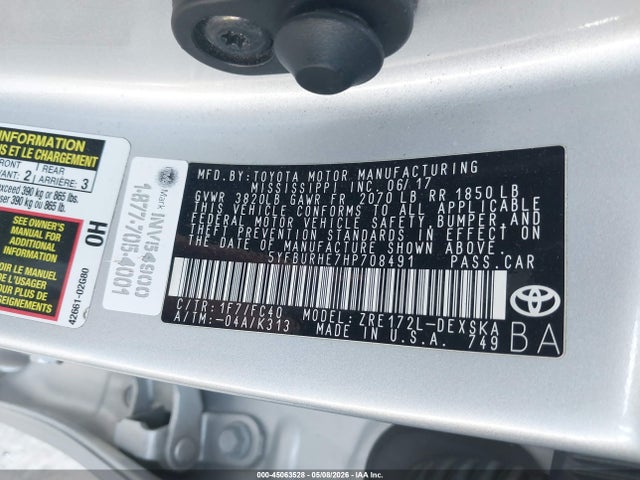 5YFBURHE7HP708491 Toyota COROLLA SE