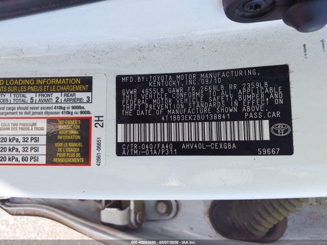 Продаж на аукціоні авто 2011 Toyota Camry Hybrid, vin: 4T1BB3EK2BU138841, номер лоту: 45063550