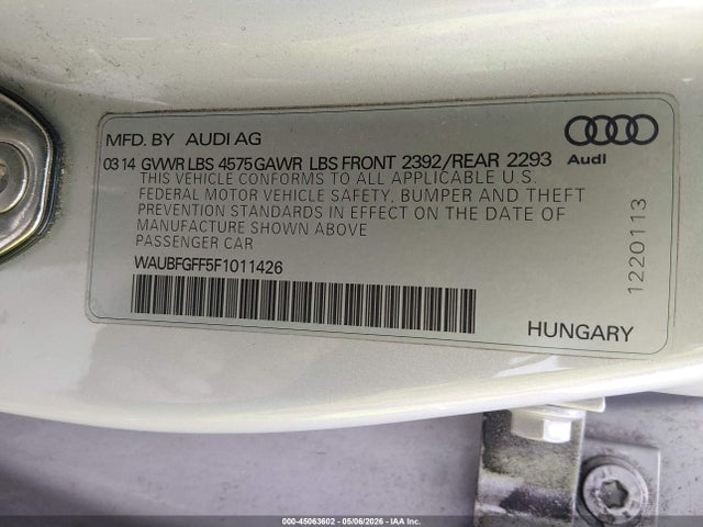 Aukcja sprzedaży 2015 Audi A3 2.0t Premium, vin: WAUBFGFF5F1011426, numer aukcji: 45063602
