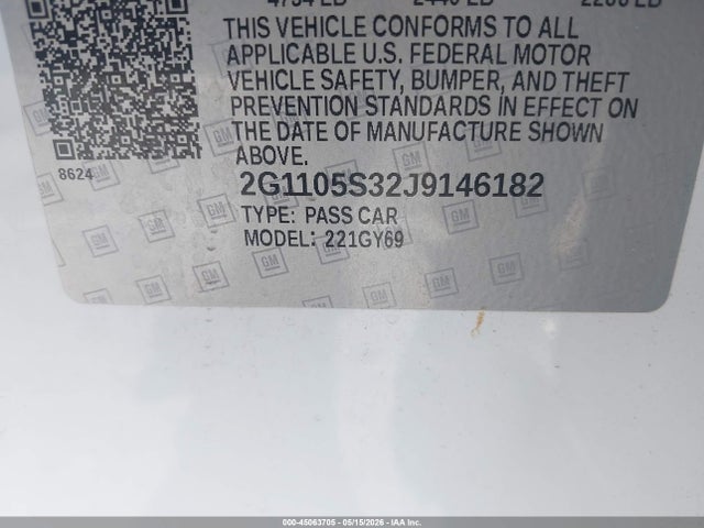 Chevrolet IMPALA 1LT 2018 2G1105S32J9146182 Image 9