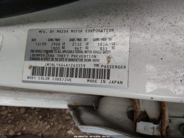Aukcja sprzedaży 2010 Mazda Mazda3 I Touring, vin: JM1BL1SG4A1263359, numer aukcji: 45063735