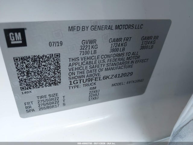 1GTU9FEL6KZ412029 GMC Sierra 1500 Denali