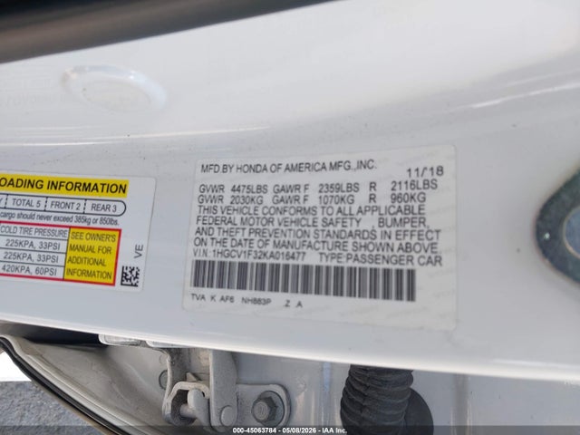 1HGCV1F32KA016477 Honda Accord Sport