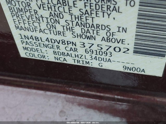 1N4BL4DV8PN375702 Nissan Altima Sv Fwd