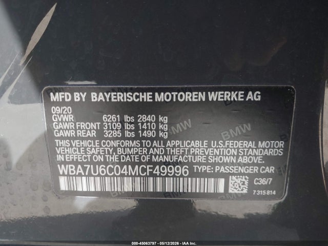 Продаж на аукціоні авто 2021 Bmw M760i Xdrive, vin: WBA7U6C04MCF49996, номер лоту: 45063797