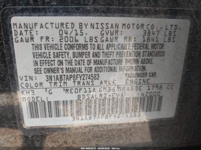 3N1AB7AP8FY274583 Nissan SENTRA SR