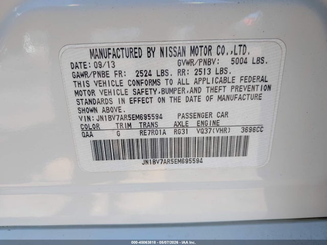 Aukcja sprzedaży 2014 Infiniti Q50 Premium, vin: JN1BV7AR5EM695594, numer aukcji: 45063818