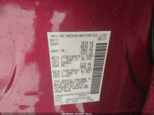 Aukcja sprzedaży 2023 Nissan Titan Xd Platinum Reserve 4x4, vin: 1N6AA1FB4PN100578, numer aukcji: 45063823