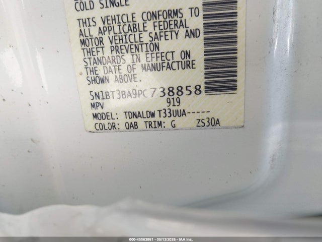45063861 :رقم المزاد ، 5N1BT3BA9PC738858 vin ، 2023 Nissan Rogue Sv Fwd مزاد بيع