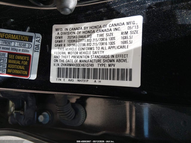 Продажа на аукционе авто 2014 Honda Cr-v Lx, vin: 2HKRM4H30EH610749, номер лота: 45063867