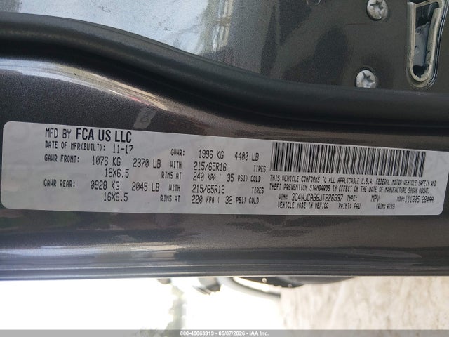 Продаж на аукціоні авто 2018 Jeep Compass Sport Fwd, vin: 3C4NJCAB8JT226537, номер лоту: 45063919