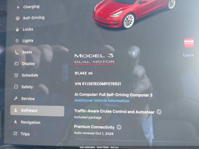 Aukcja sprzedaży 2021 Tesla Model 3 Performance Dual Motor All-wheel Drive, vin: 5YJ3E1EC0MF078521, numer aukcji: 45063964
