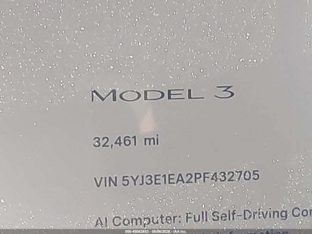 Aukcja sprzedaży 2023 Tesla Model 3 Rear-wheel Drive, vin: 5YJ3E1EA2PF432705, numer aukcji: 45063982
