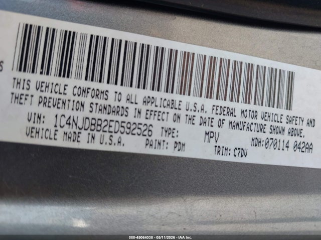 Продажа на аукционе авто 2014 Jeep Compass Sport, vin: 1C4NJDBB2ED592526, номер лота: 45064038