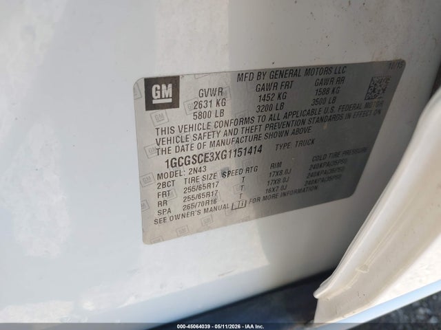 1GCGSCE3XG1151414 Chevrolet Colorado Lt