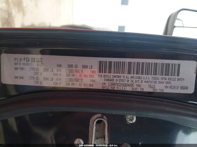 Продаж на аукціоні авто 2017 Ram 1500 Tradesman  4x4 5'7 Box, vin: 1C6RR7KG2HS834035, номер лоту: 45064096