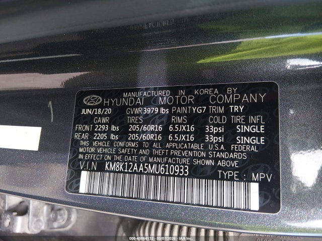 Продажа на аукционе авто 2021 Hyundai Kona Se, vin: KM8K12AA5MU610933, номер лота: 45064132