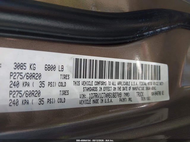 Продажа на аукционе авто 2010 Dodge Ram 1500 Slt/sport/trx, vin: 1D7RV1CTXAS182709, номер лота: 45064184