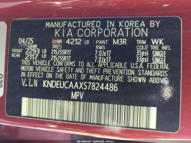 Aukcja sprzedaży 2025 Kia Seltos S, vin: KNDEUCAAXS7824486, numer aukcji: 45064191
